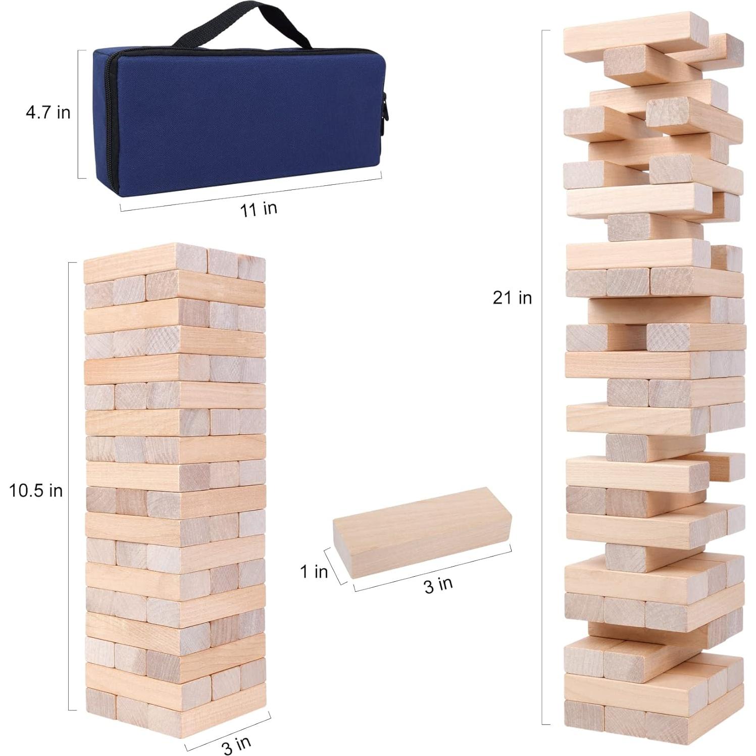 Juego de Torre de Caída GOTHINK de Madera 54 Piezas