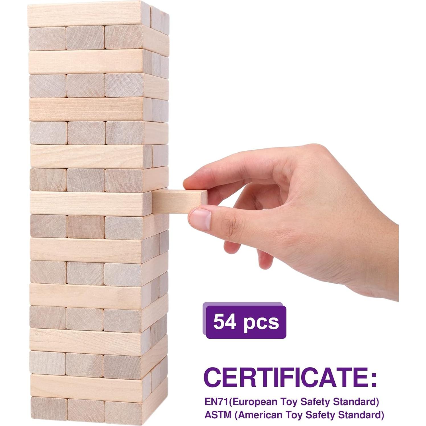 Juego de Torre de Caída GOTHINK de Madera 54 Piezas