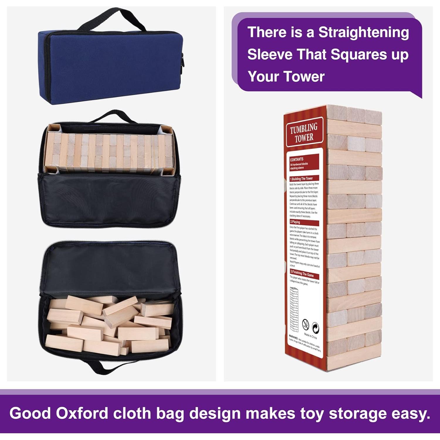 Juego de Torre de Caída GOTHINK de Madera 54 Piezas