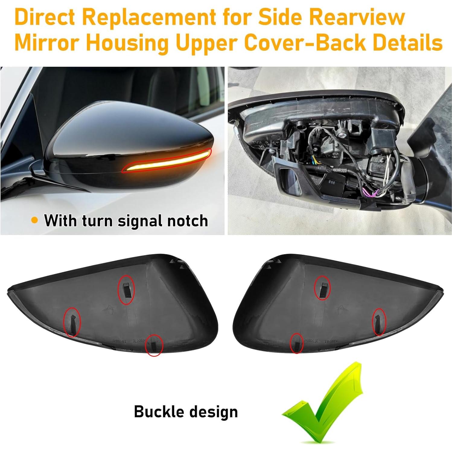 Tapas de Espejo Abodvu para Honda Accord 2018-2022, Negro Brillante, 1 Par