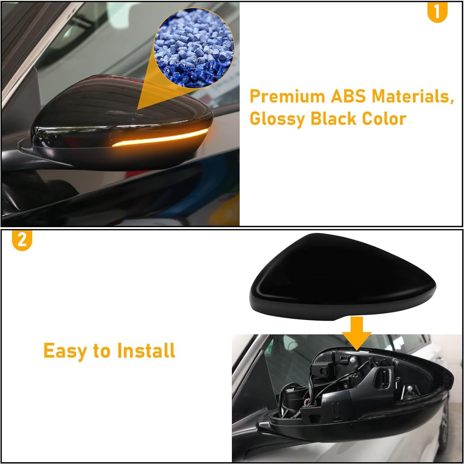 Tapas de Espejo Abodvu para Honda Accord 2018-2022, Negro Brillante, 1 Par