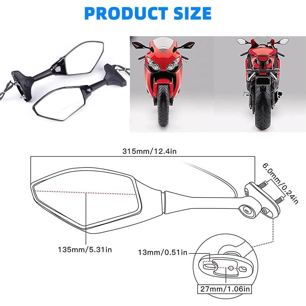 Espejo Retrovisor Universal DREAMIZER con Luz LED Ámbar