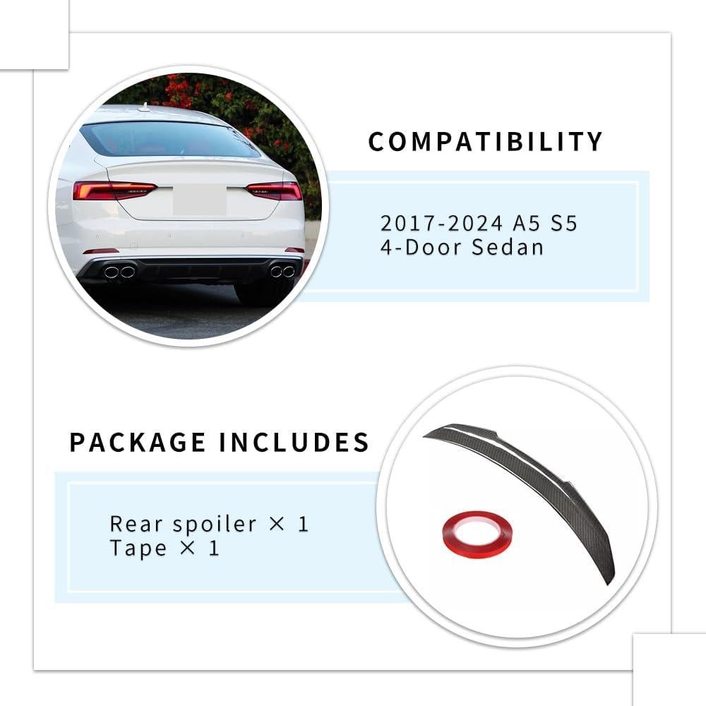 Spoiler Trasero de Fibra de Carbono XPHAZZ para Audi A5 S5 RS5 2017-2024