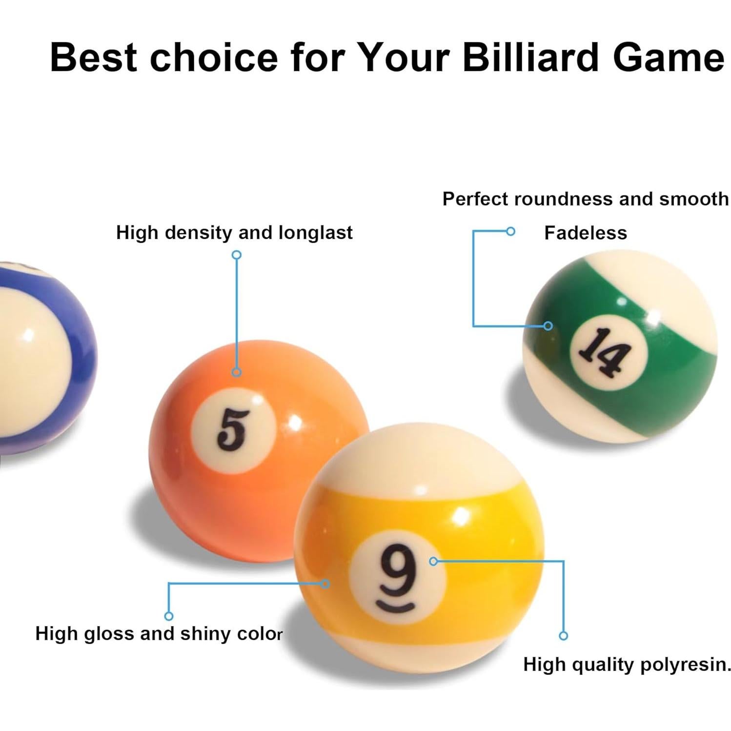 Juego de bolas de billar CUEMART 16 bolas resina 5.72 cm