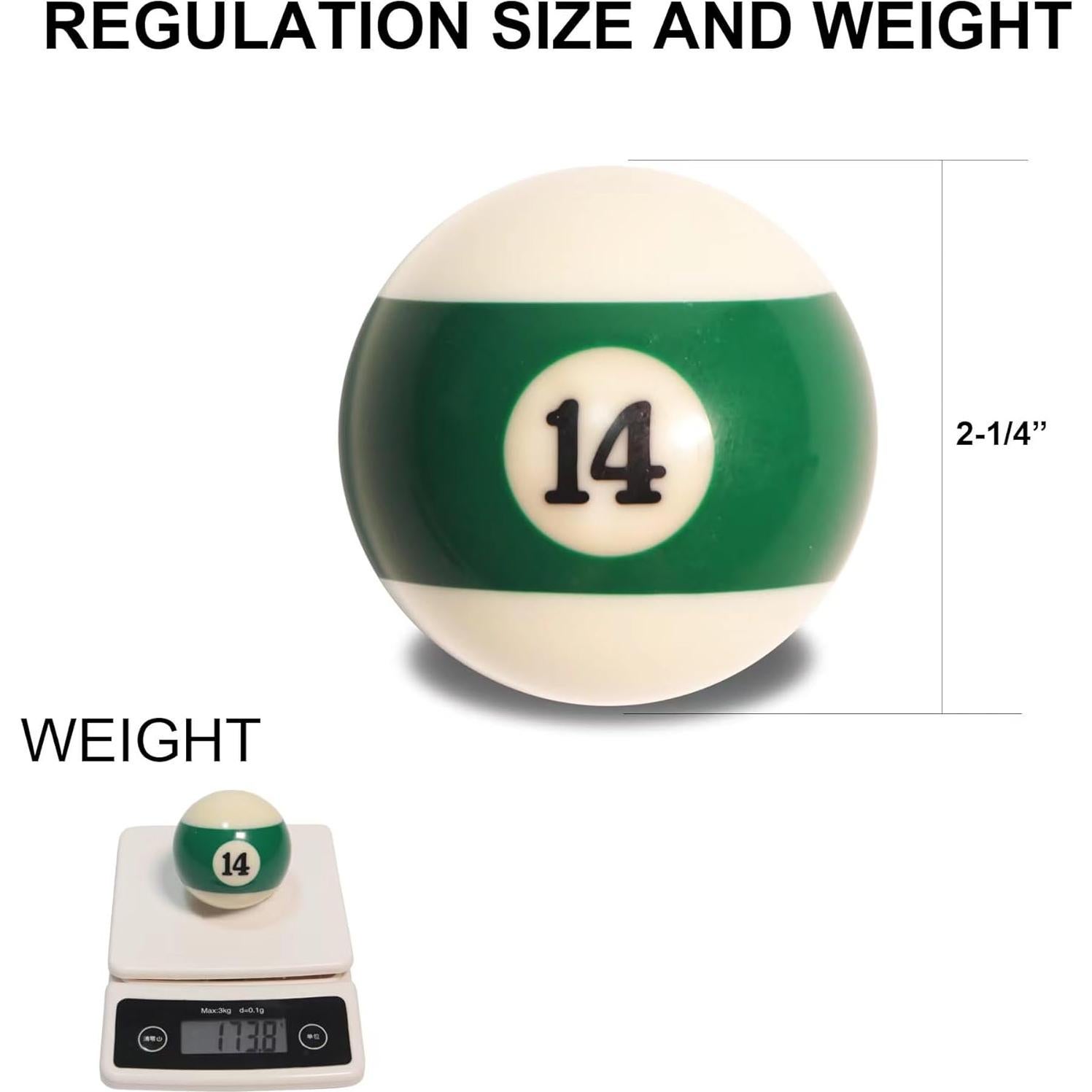 Juego de bolas de billar CUEMART 16 bolas resina 5.72 cm