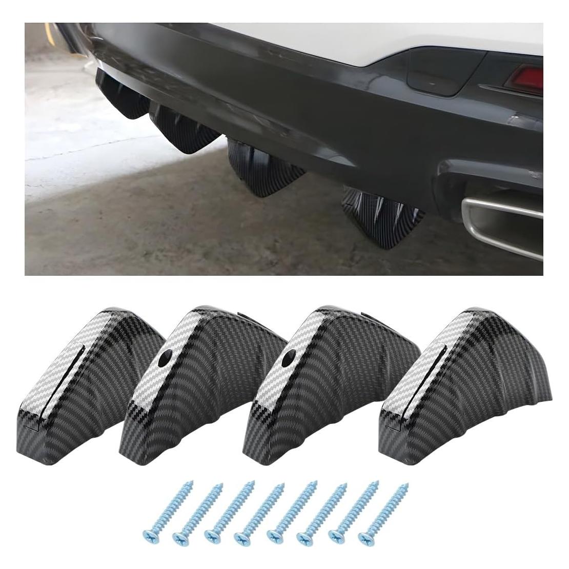 Difusor de Alerón Trasero Universal KVAEY Fibra de Carbono 4 PCS