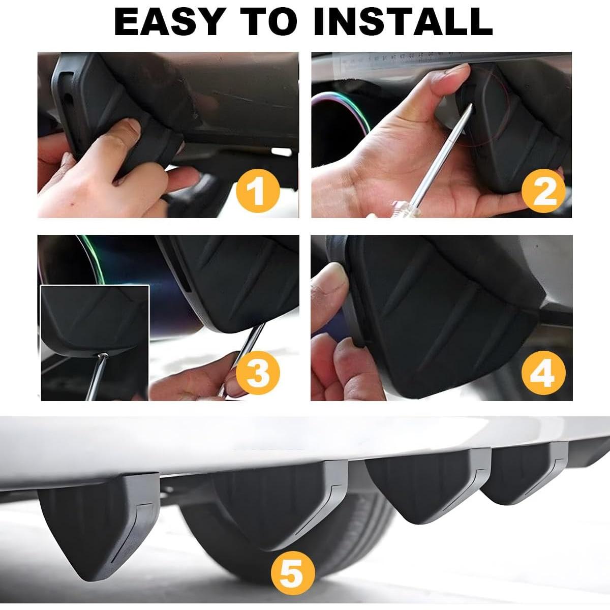 Difusor de Alerón Trasero Universal KVAEY Fibra de Carbono 4 PCS