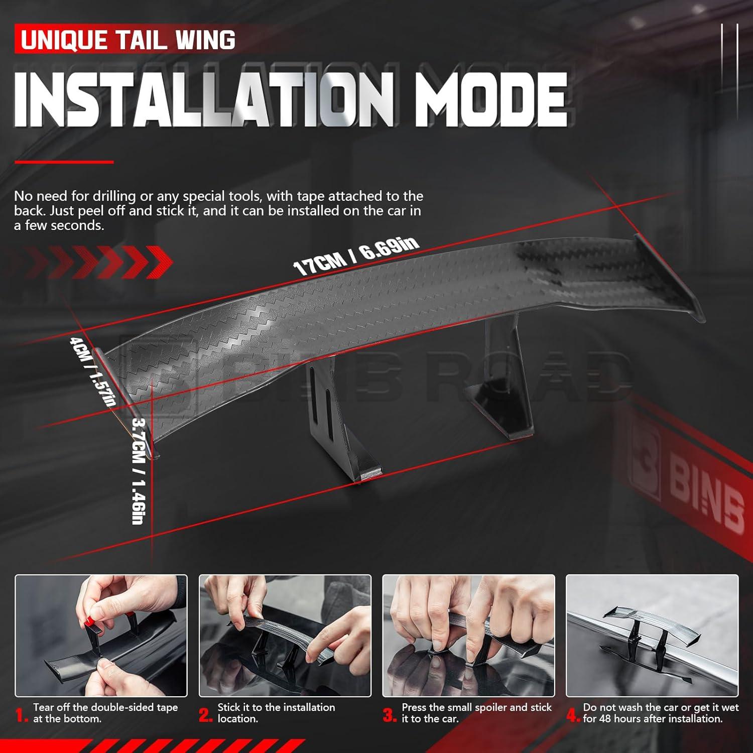 Alerón Mini Trasero Universal BINB ROAD 25.4 cm Fibra de Carbono