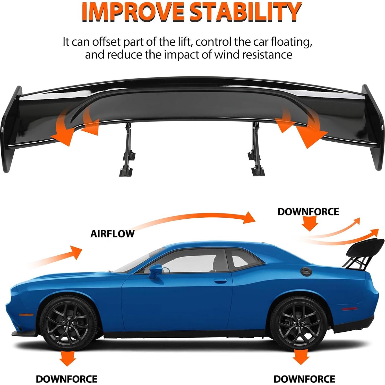 Alerón Trasero GT DEERMOTO 145 cm Negro Brillante Universal