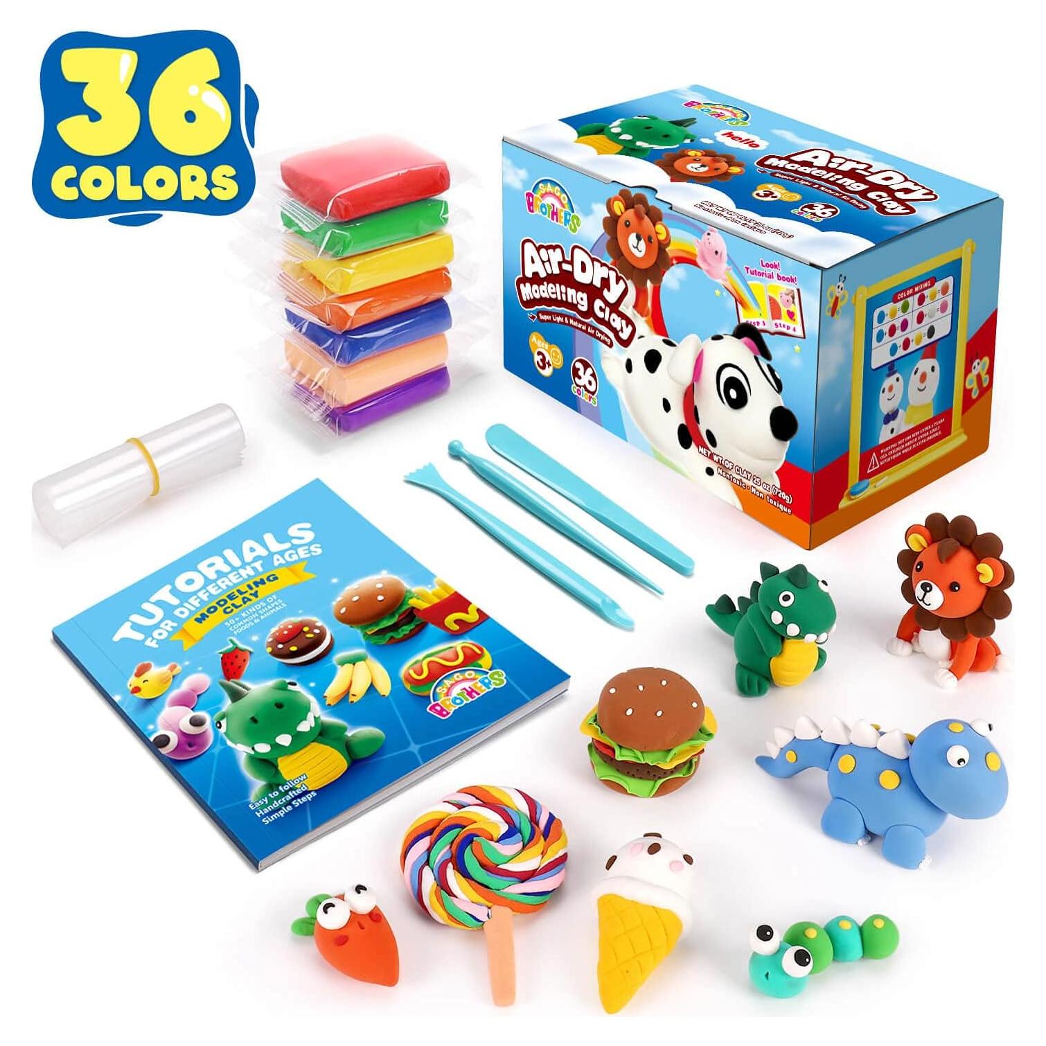 Arcilla Secado al Aire Sago Brothers 36 Colores para Niños