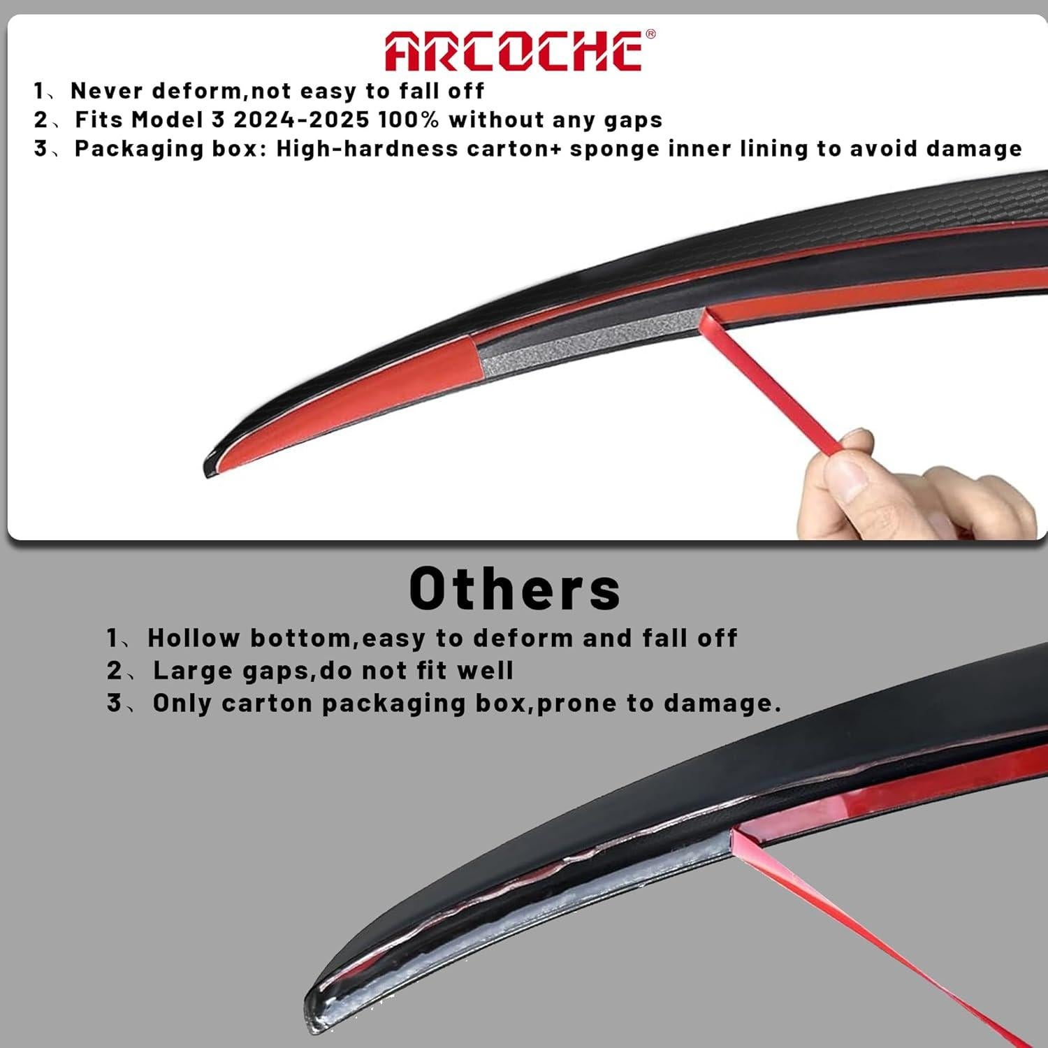 Spoiler Alerón Trasero Tesla Model 3 2016-2023 ABS Fibra Carbono