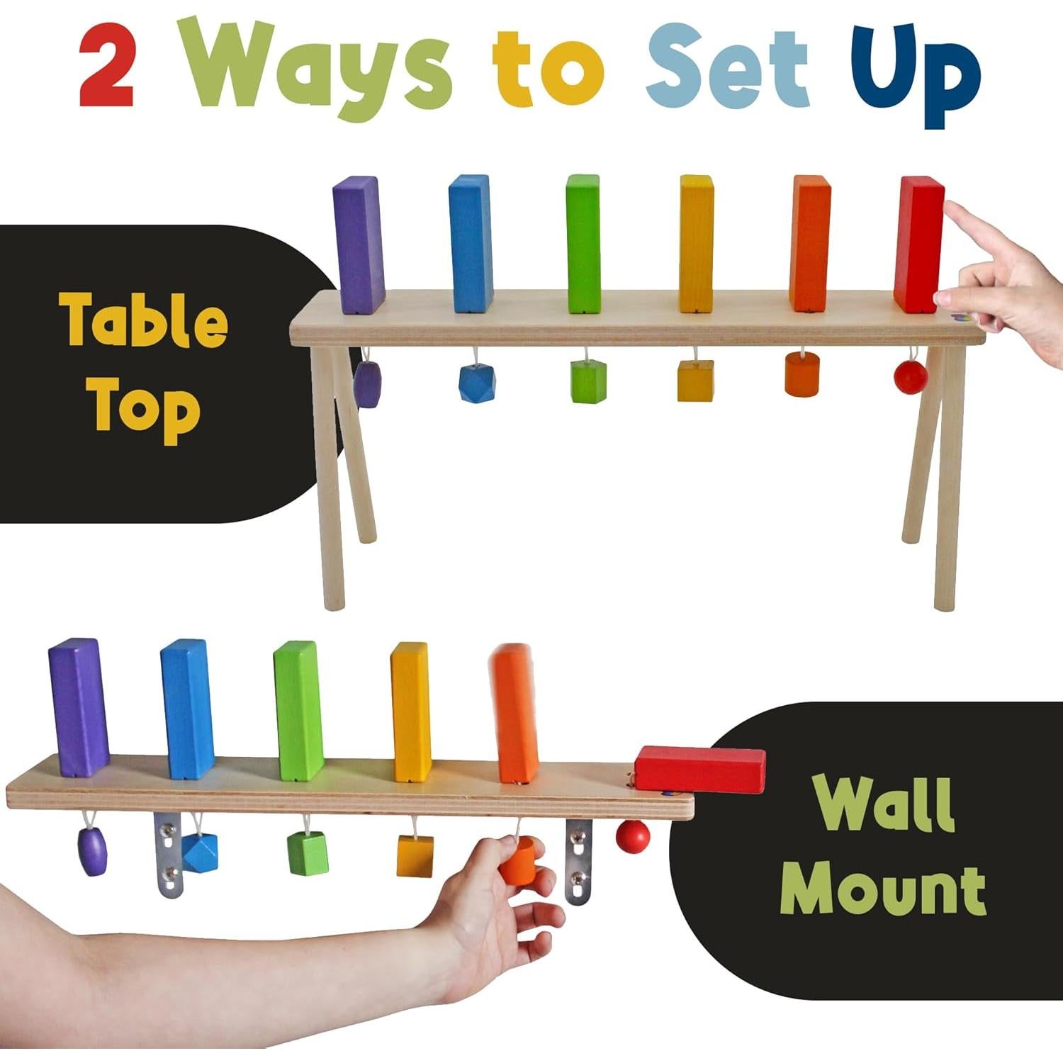 Juguete de Dominó Montable en Pared MEAVIA - 7 Bloques de Madera