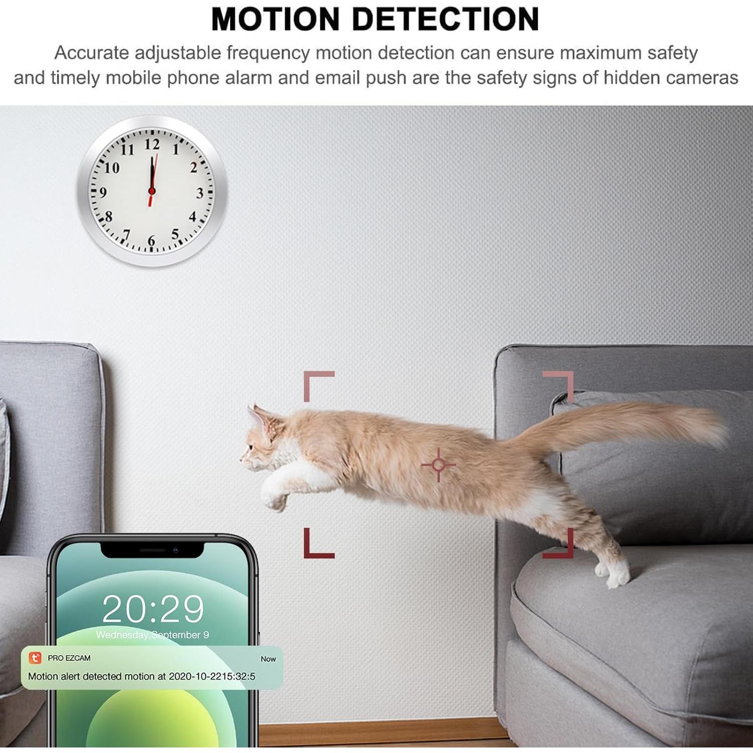 Reloj de Pared con Cámara Oculta LMGL 1080P WiFi Seguridad