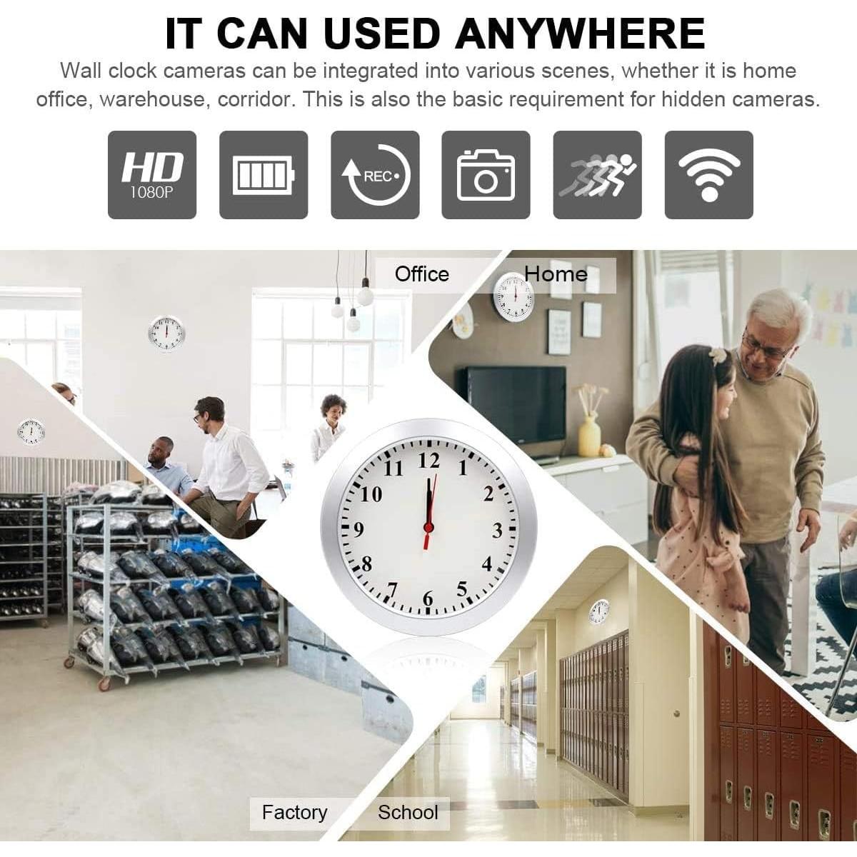 Reloj de Pared con Cámara Oculta LMGL 1080P WiFi Seguridad