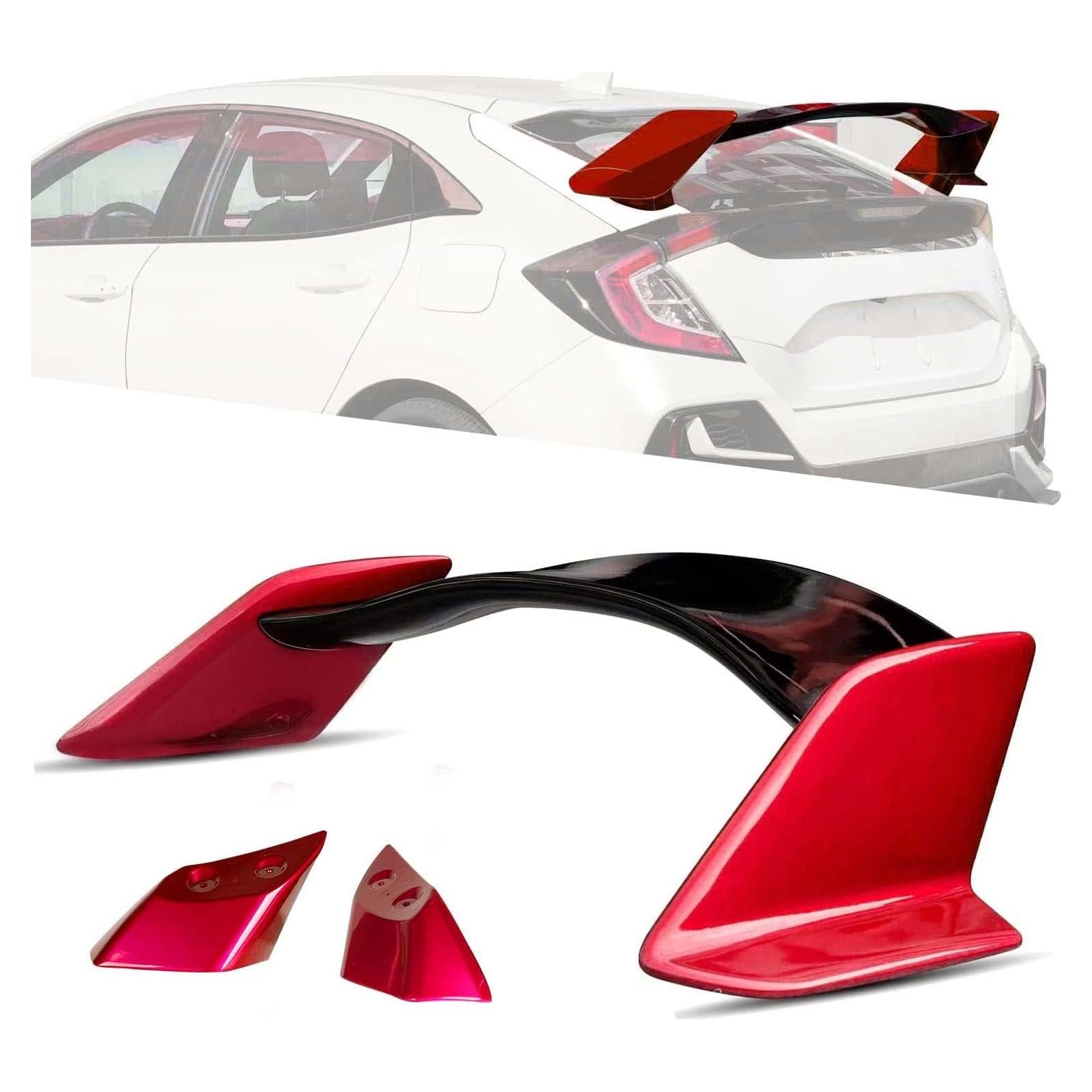 Spoiler Trasero Honda Civic Hatchback 2016-2021 Rojo ABS JDM