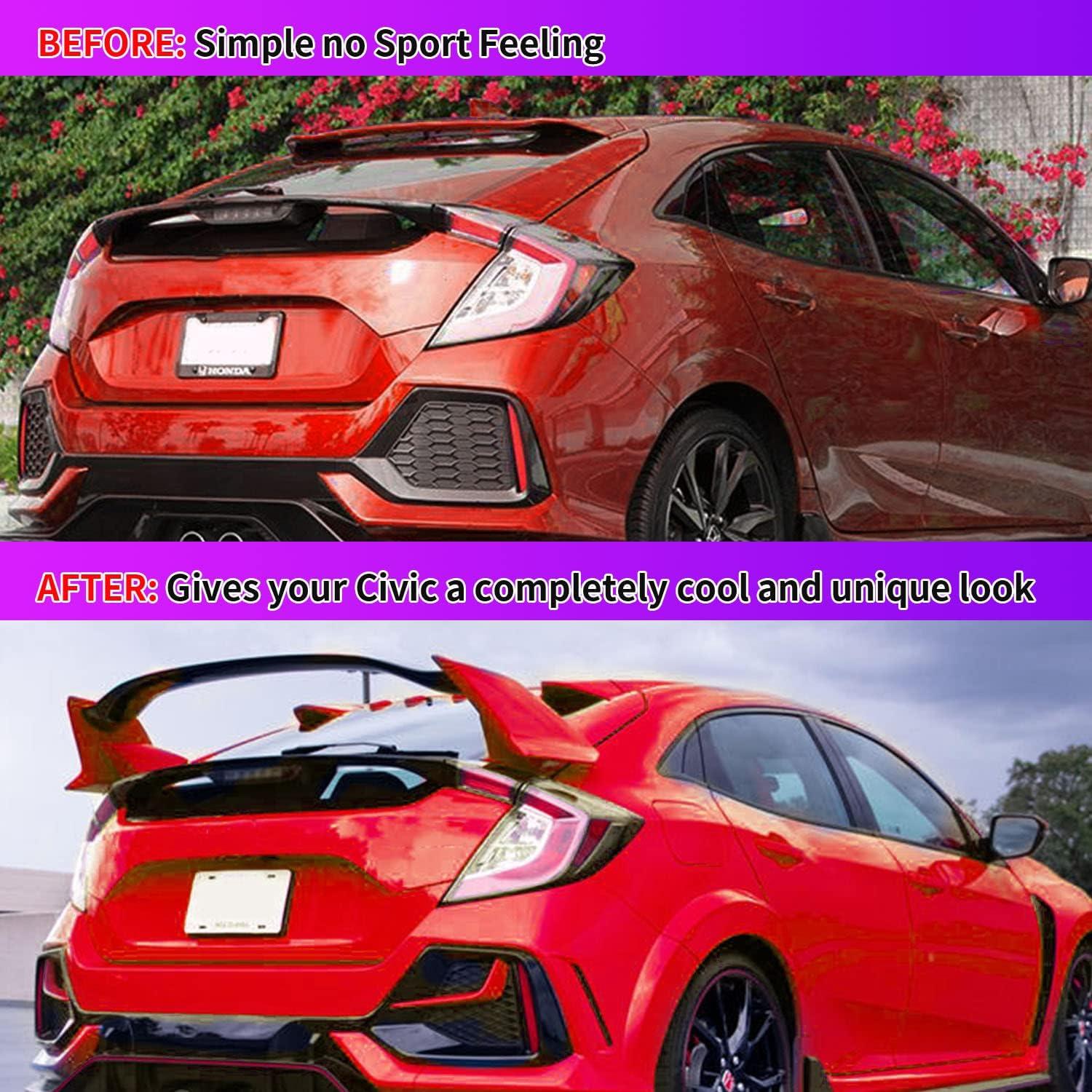 Spoiler Trasero Honda Civic Hatchback 2016-2021 Rojo ABS JDM