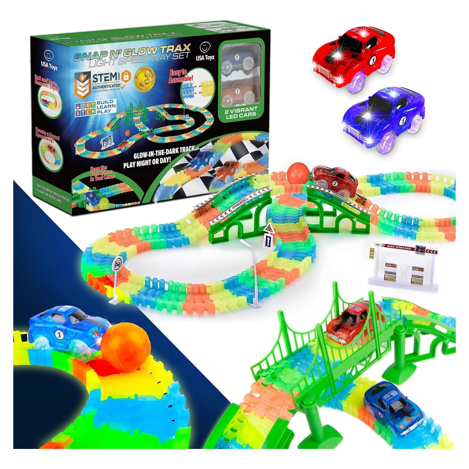 Set de Pistas de Carreras USA Toyz Glow Trax 360 Piezas