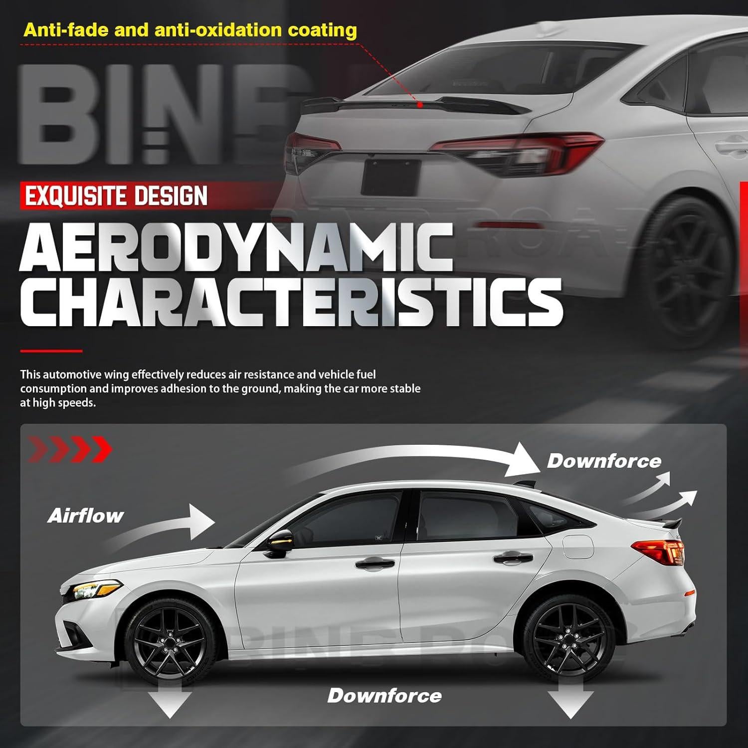 Alerón Trasero Honda Civic Sedán 11ª Gen 2022-2025 Negro