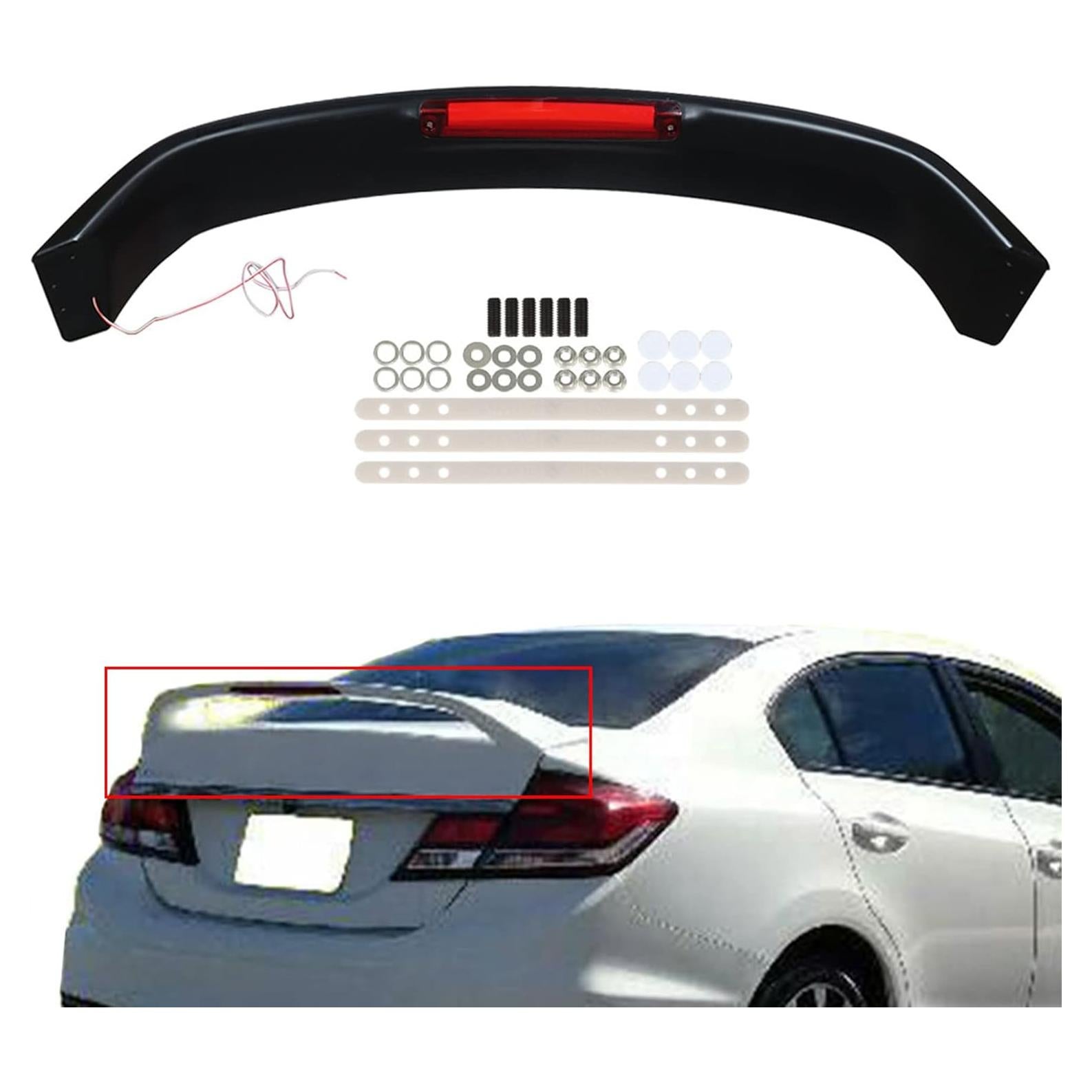 Aleta Trasera LED Honda Civic 4 Puertas 2012-2015 Negro Mate