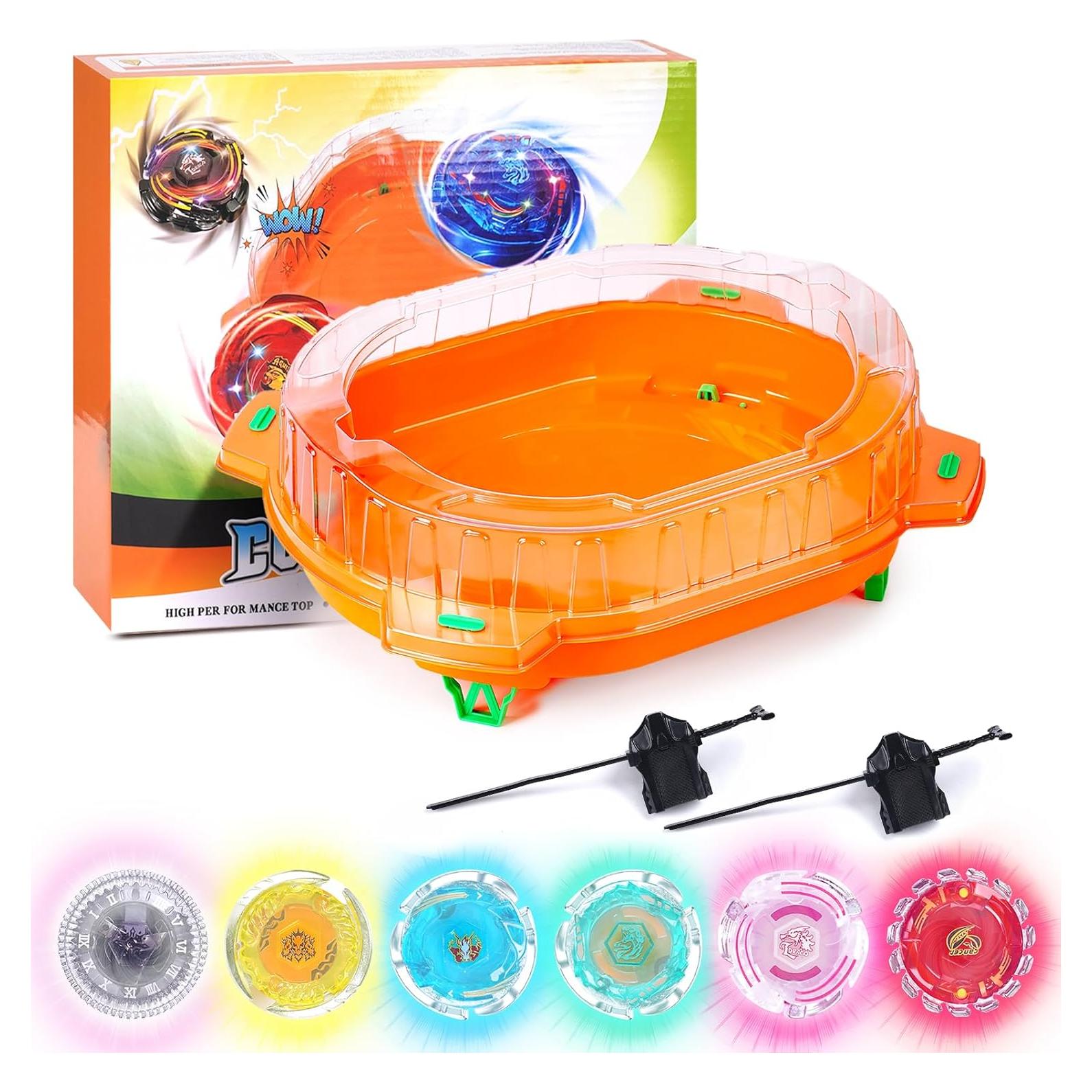 Conjunto de Batalla BUPASAK 6 Trompos Iluminados y Estadio