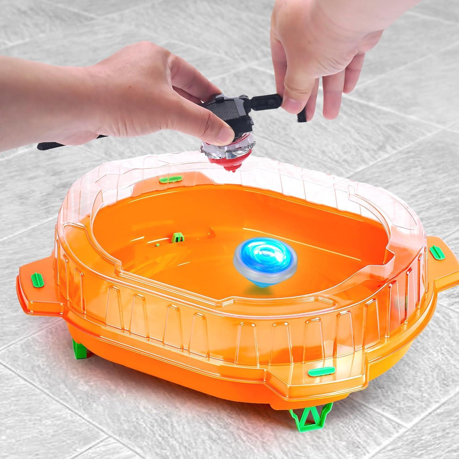 Conjunto de Batalla BUPASAK 6 Trompos Iluminados y Estadio