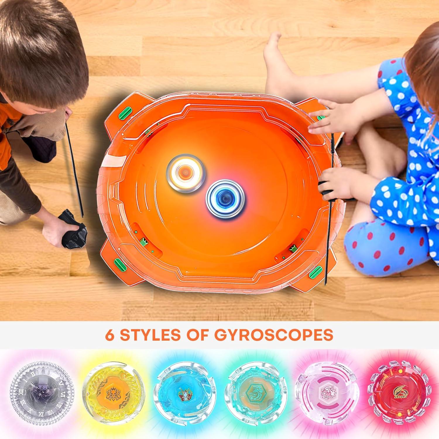 Conjunto de Batalla BUPASAK 6 Trompos Iluminados y Estadio