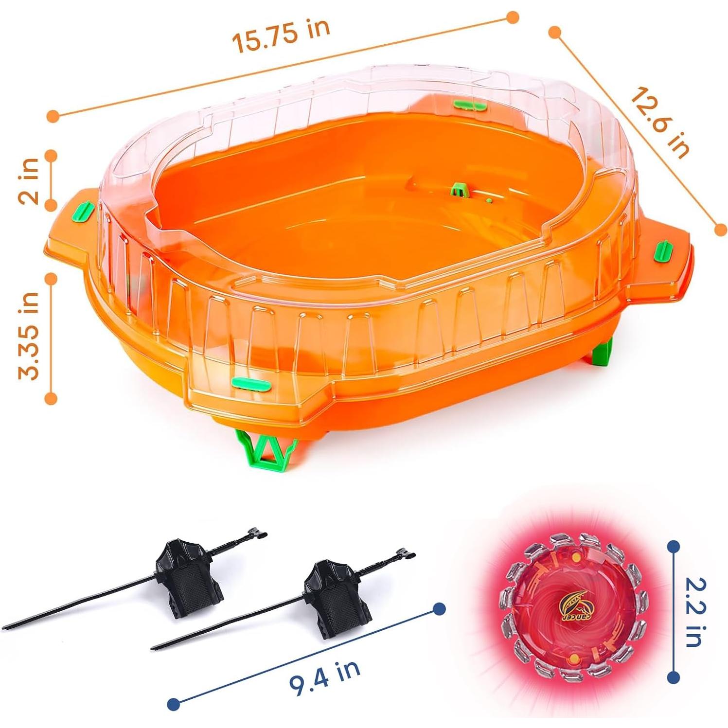 Conjunto de Batalla BUPASAK 6 Trompos Iluminados y Estadio
