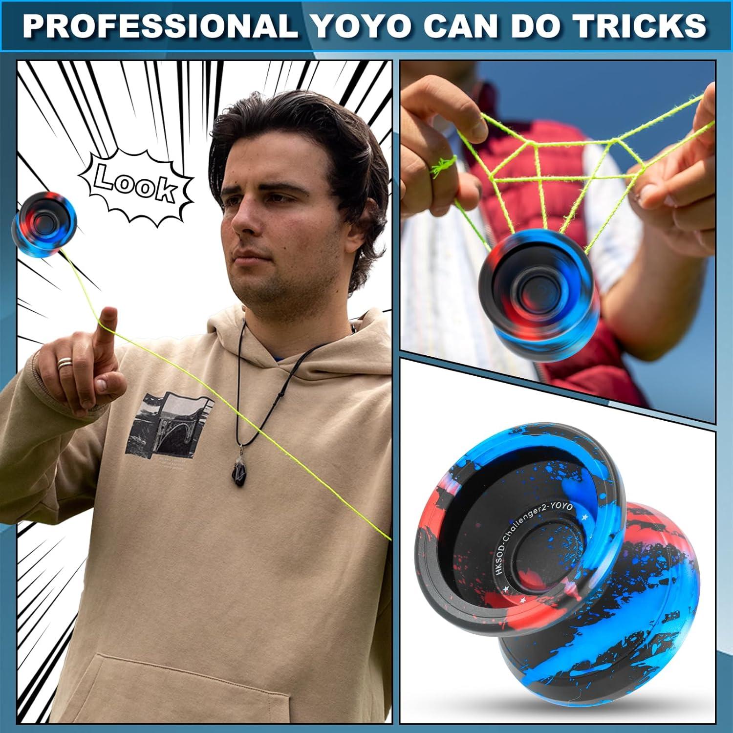 Yo-Yo Profesional HKSOD Metal 64g para Trucos - Negro Azul Rojo