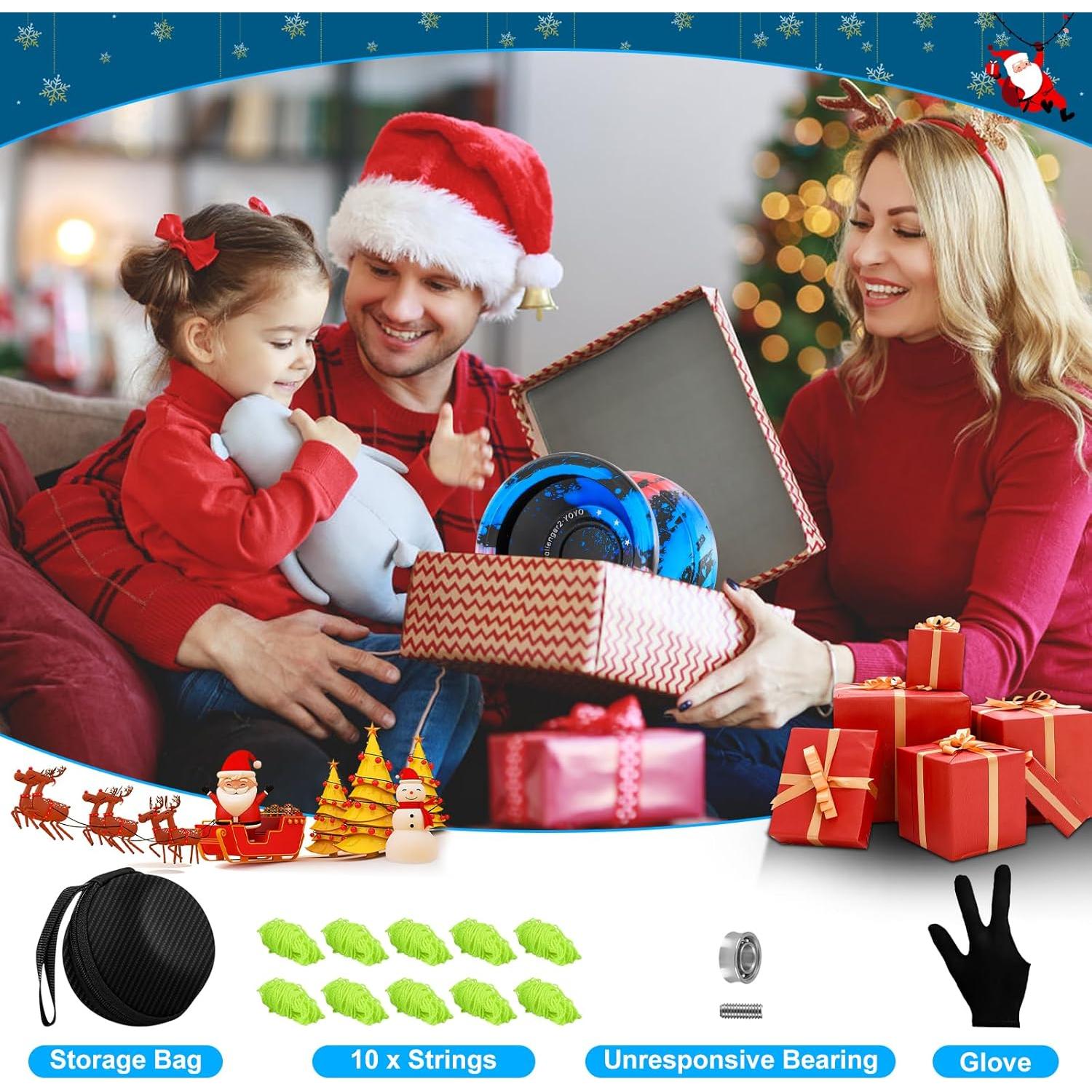 Yo-Yo Profesional HKSOD Metal 64g para Trucos - Negro Azul Rojo