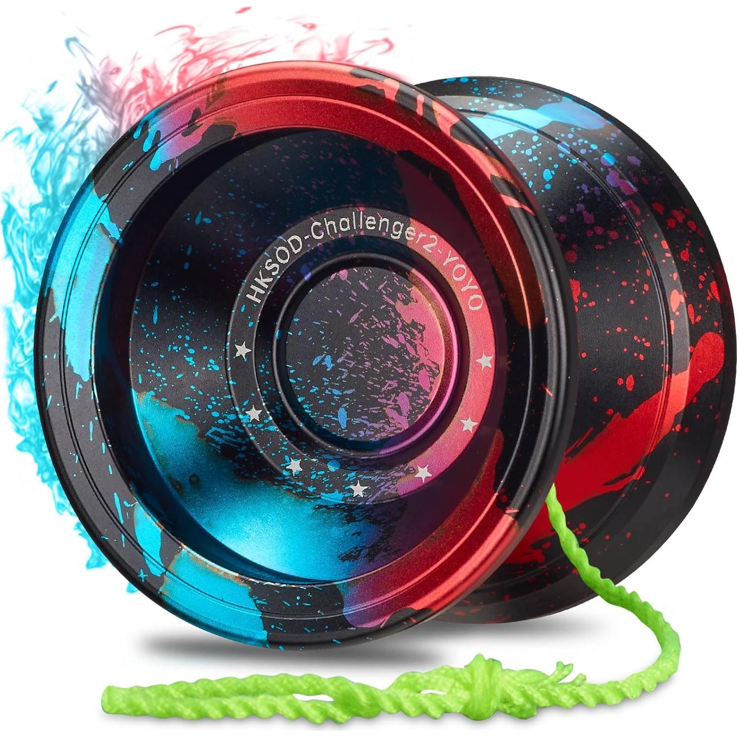 Yo-Yo Profesional HKSOD Metal 64g para Trucos - Negro Azul Rojo