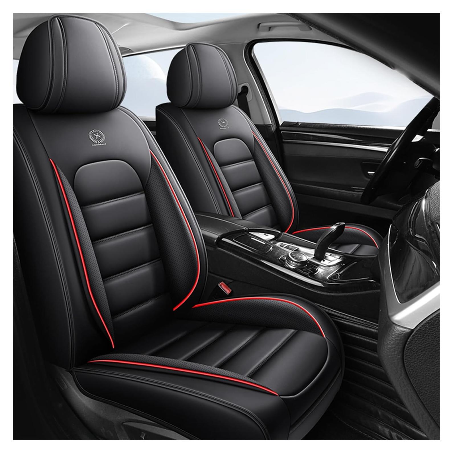 Fundas de Asiento ZSLQKM para Mitsubishi Lancer 2008-2017, Juego Completo 5 Asientos, Impermeables y Antideslizantes, Negro y Rojo