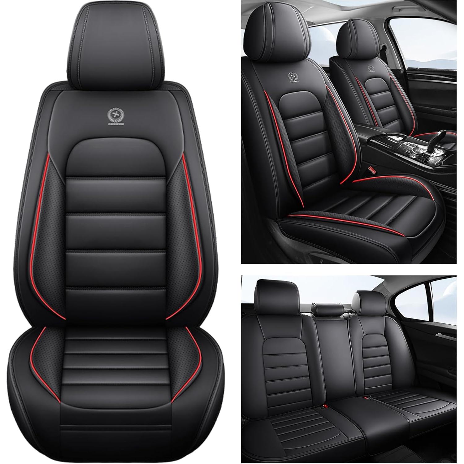 Fundas de Asiento ZSLQKM para Mitsubishi Lancer 2008-2017, Juego Completo 5 Asientos, Impermeables y Antideslizantes, Negro y Rojo