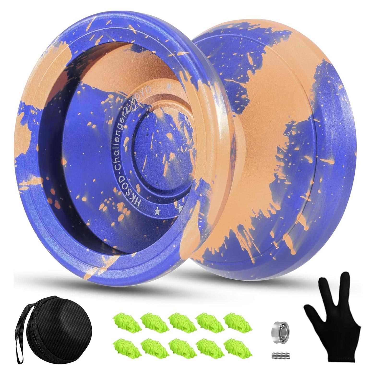 Yoyo Profesional HKSOD Metal Dorado y Azul con Accesorios