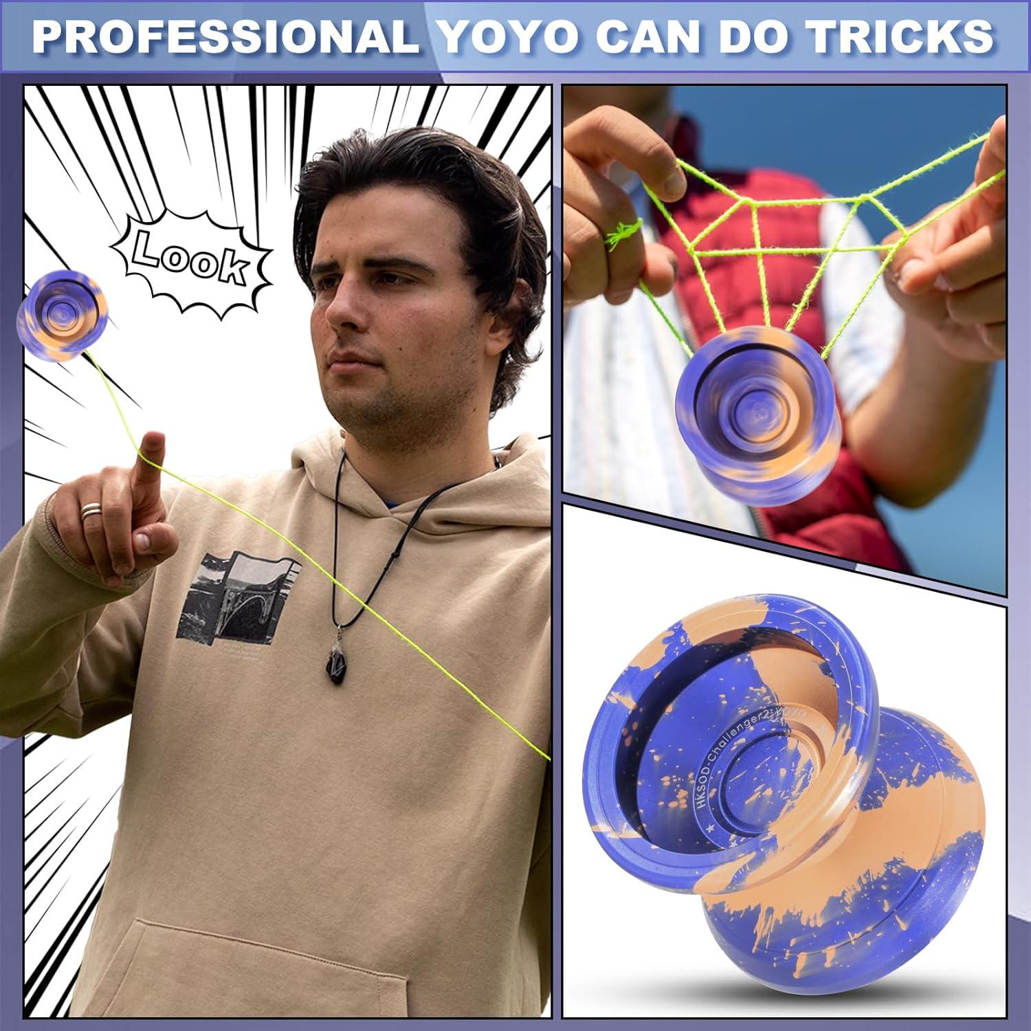 Yoyo Profesional HKSOD Metal Dorado y Azul con Accesorios