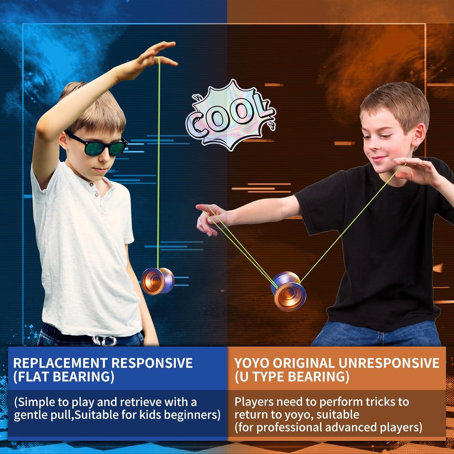 Yoyo Profesional HKSOD Metal Dorado y Azul con Accesorios