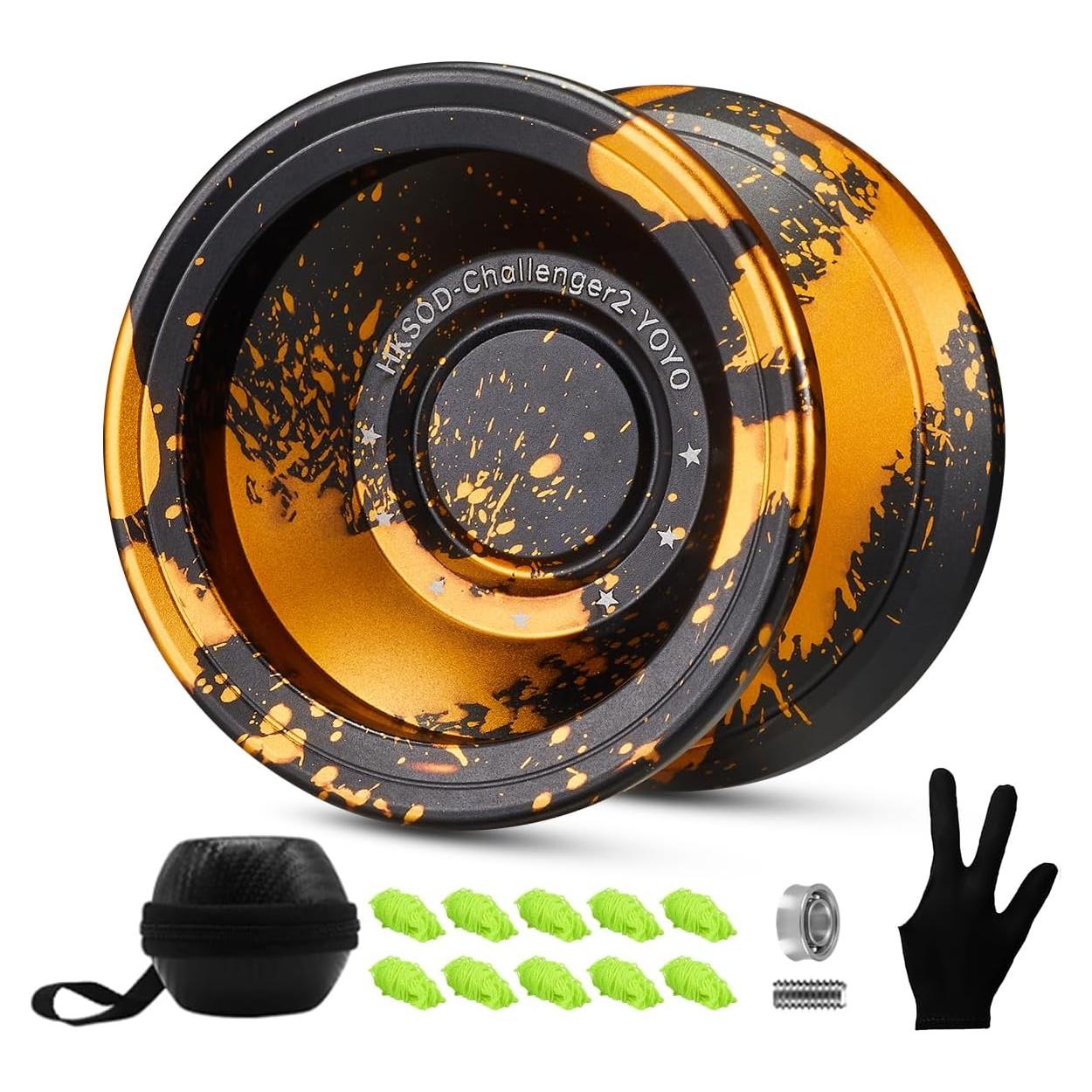 Yo-Yo Profesional HKSOD Metálico Negro/Dorado con Kit