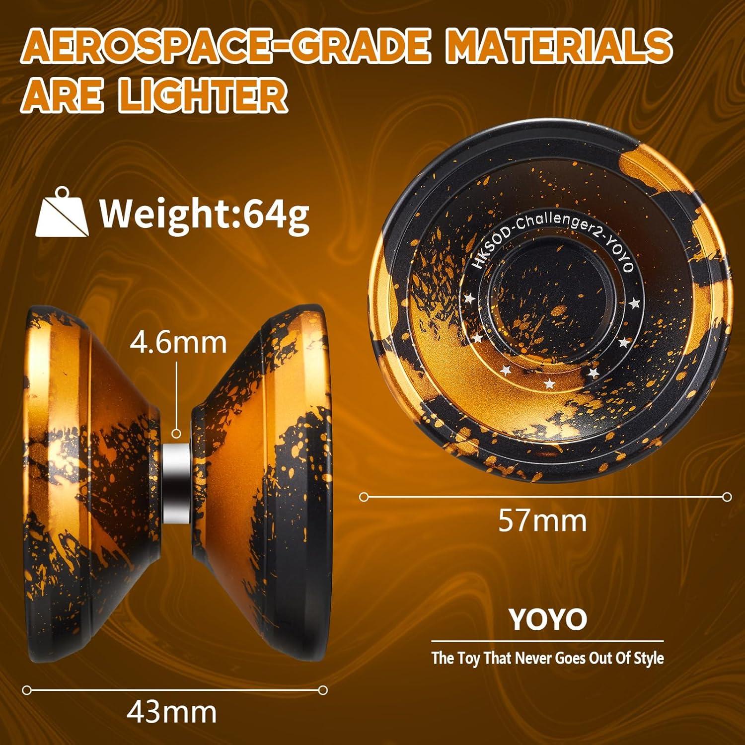 Yo-Yo Profesional HKSOD Metálico Negro/Dorado con Kit