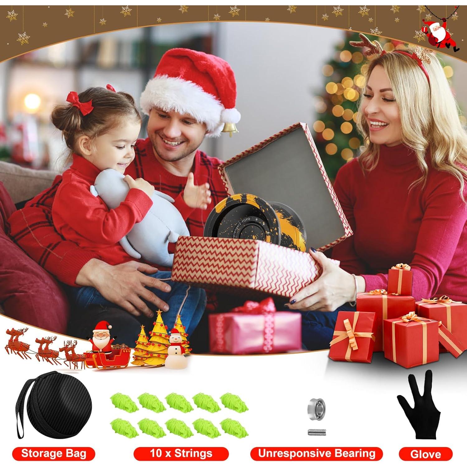 Yo-Yo Profesional HKSOD Metálico Negro/Dorado con Kit