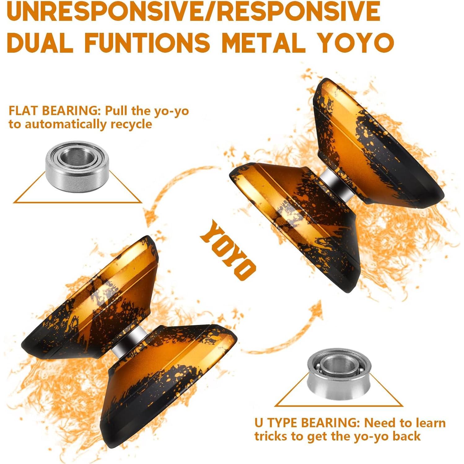 Yo-Yo Profesional HKSOD Metálico Negro/Dorado con Kit