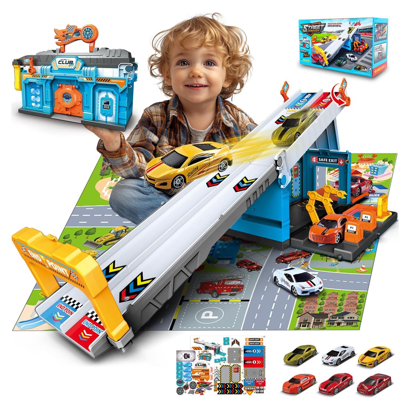 Set de Pistas de Carreras Ansee con 6 Coches para Niños 3+