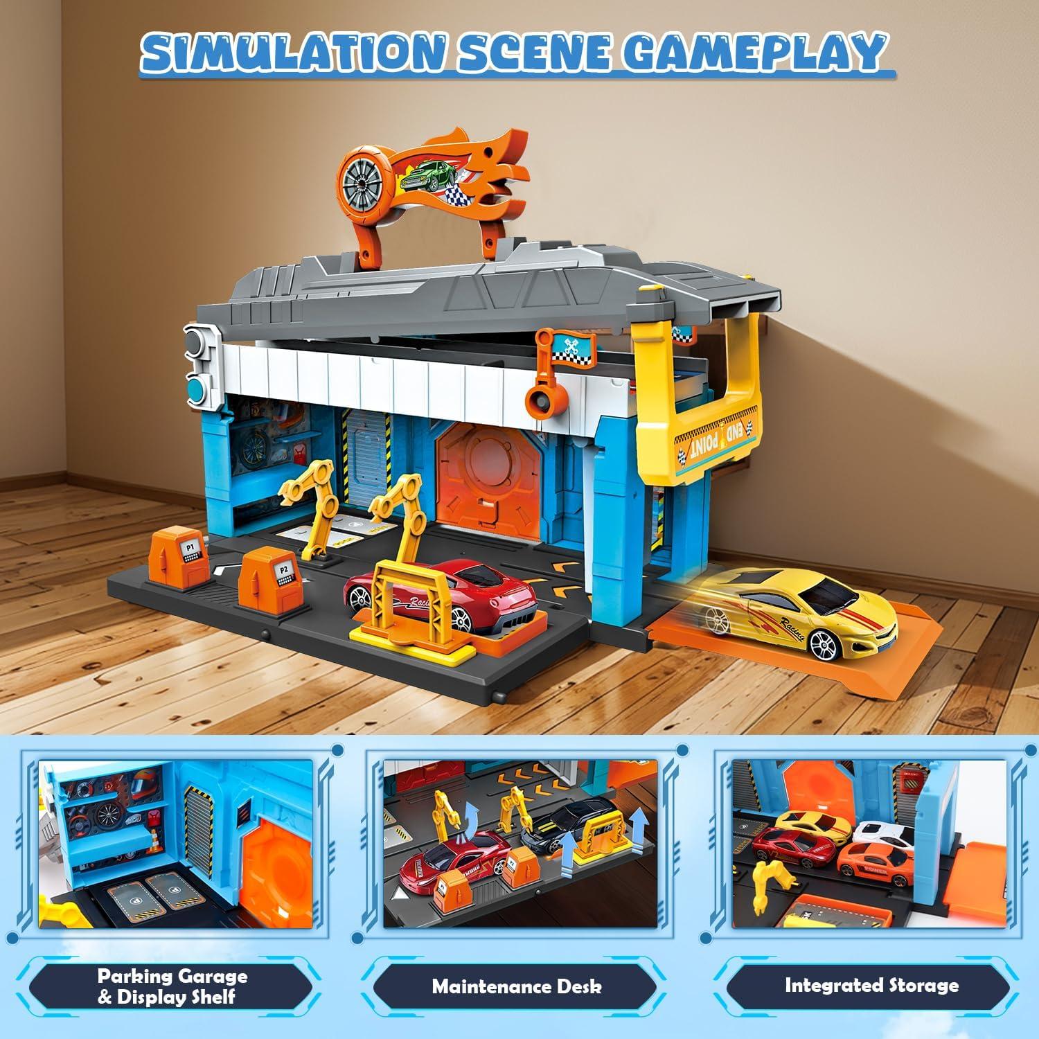 Set de Pistas de Carreras Ansee con 6 Coches para Niños 3+