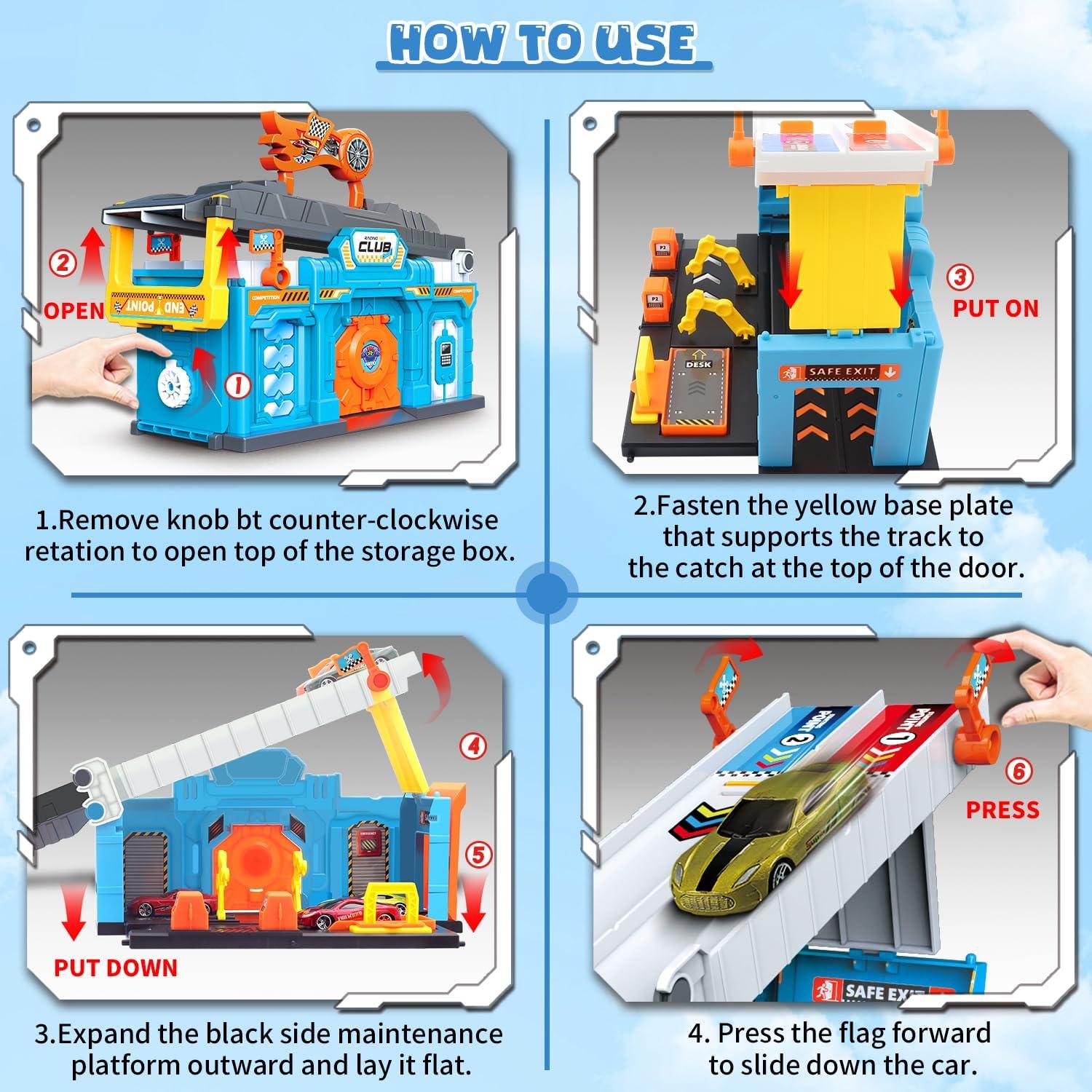 Set de Pistas de Carreras Ansee con 6 Coches para Niños 3+