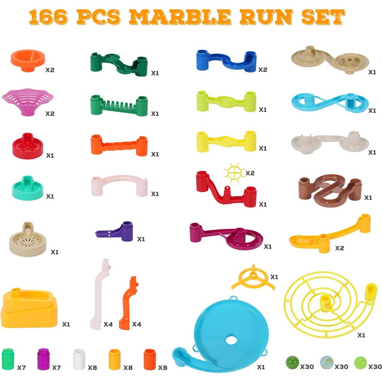 Pista de canicas MaxTronic 166 piezas con 30 canicas