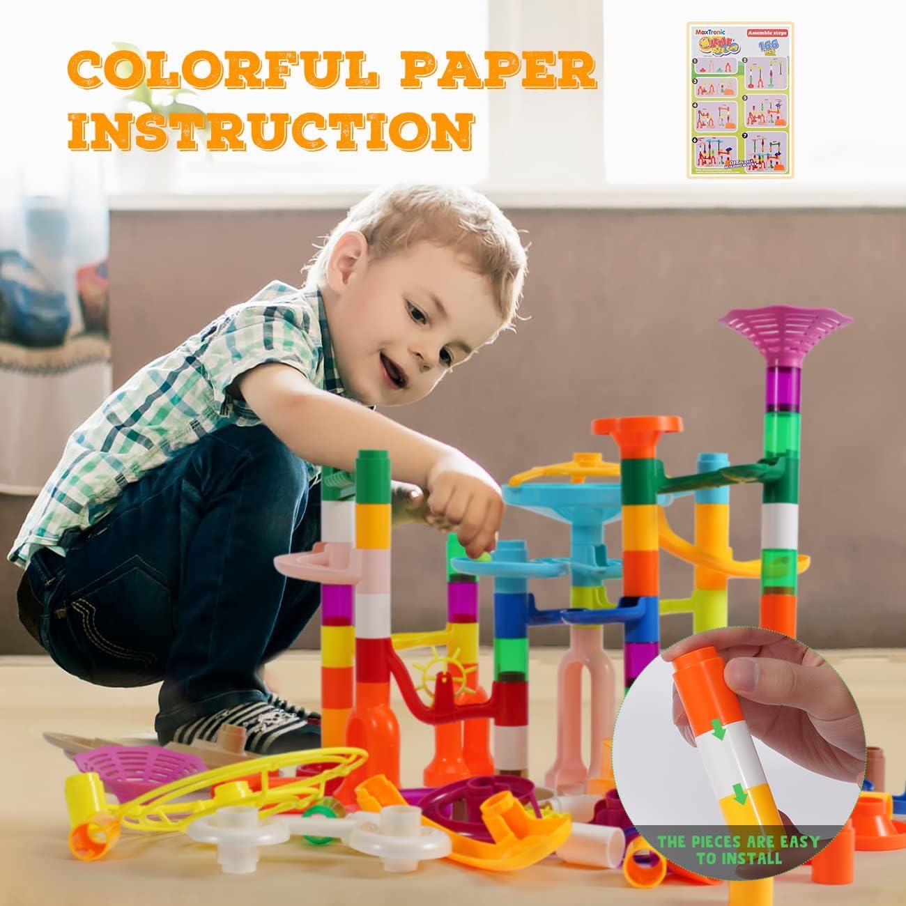 Pista de canicas MaxTronic 166 piezas con 30 canicas