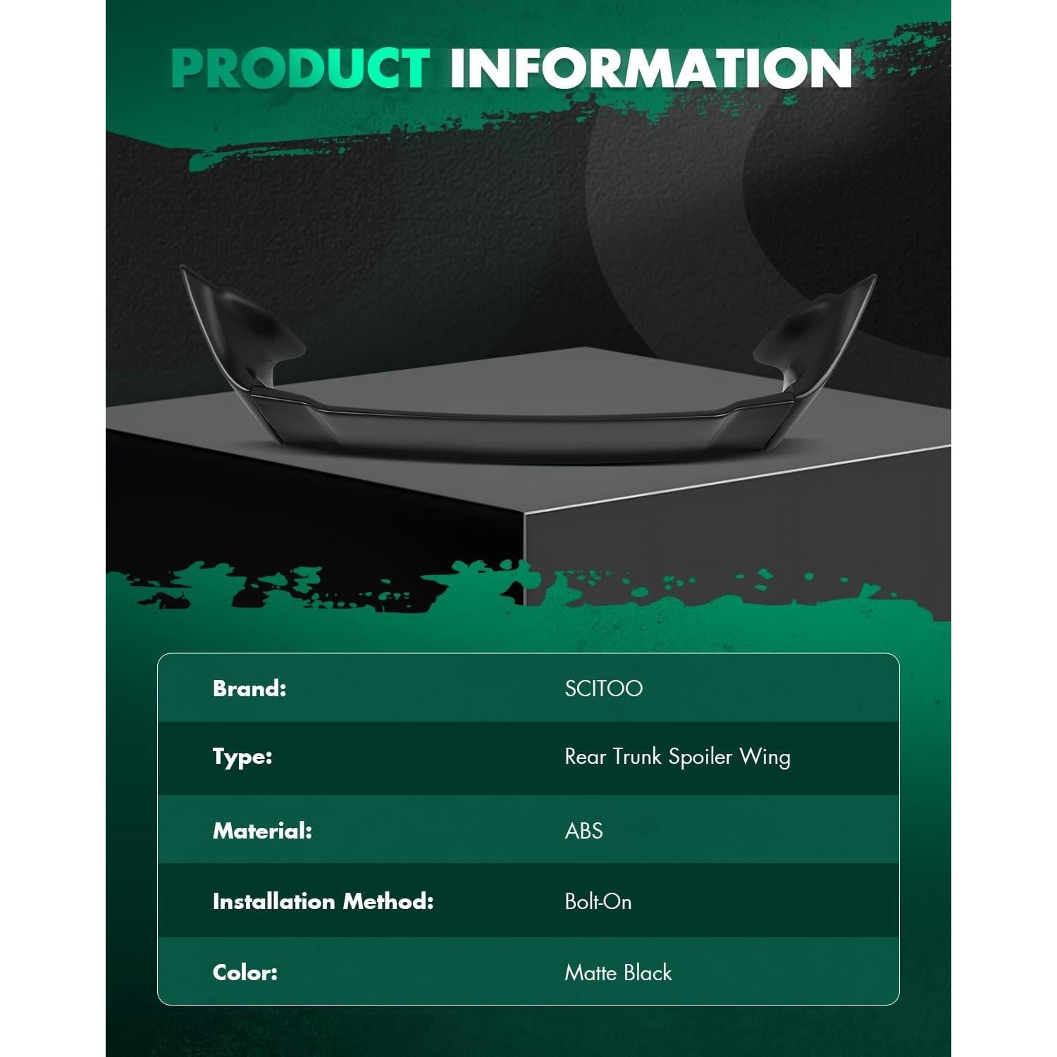 Alerón Trasero SCITOO Negro Mate para Toyota Corolla 2014-2020