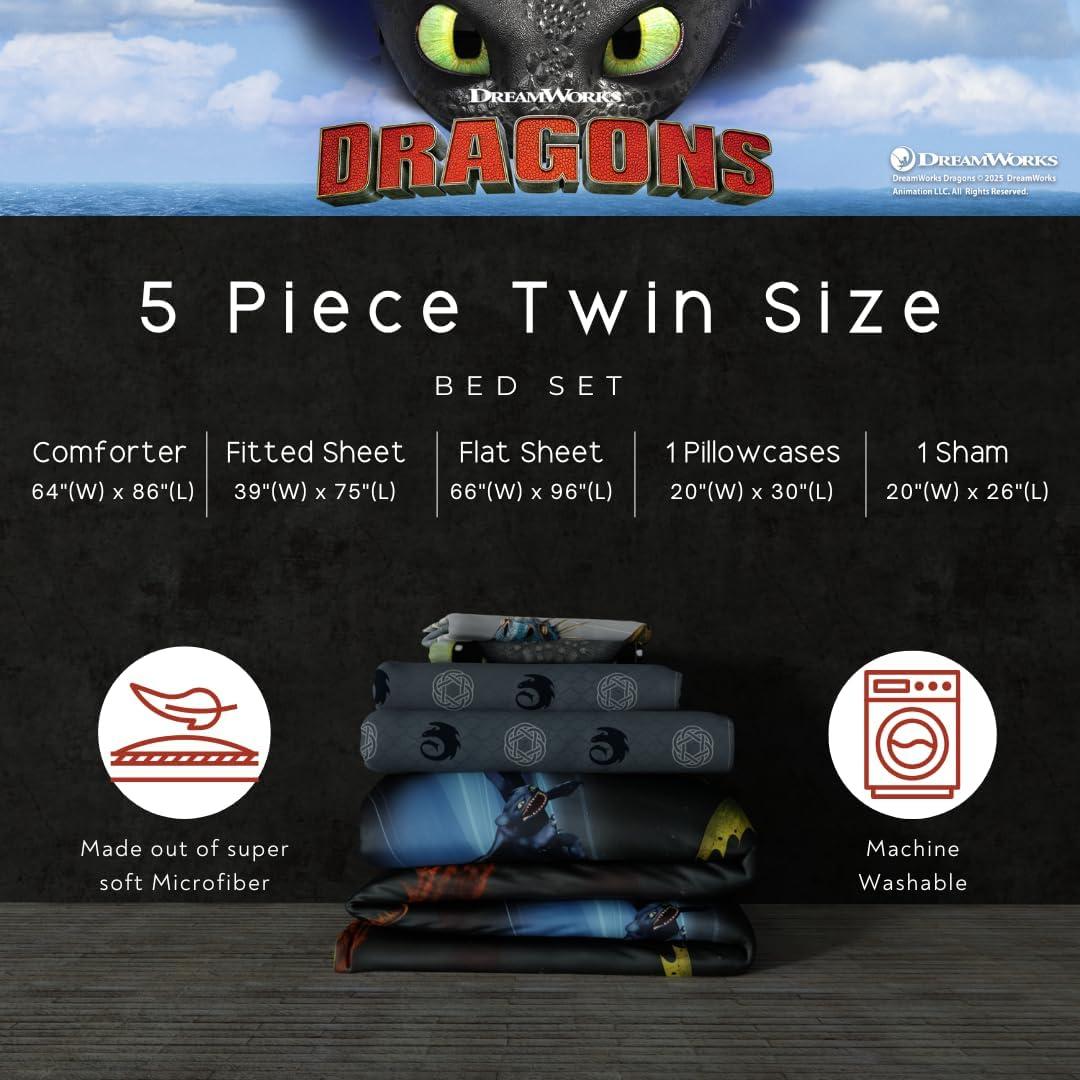 Juego de Cama Franco Cómic Entrenar a Tu Dragón 5 Piezas