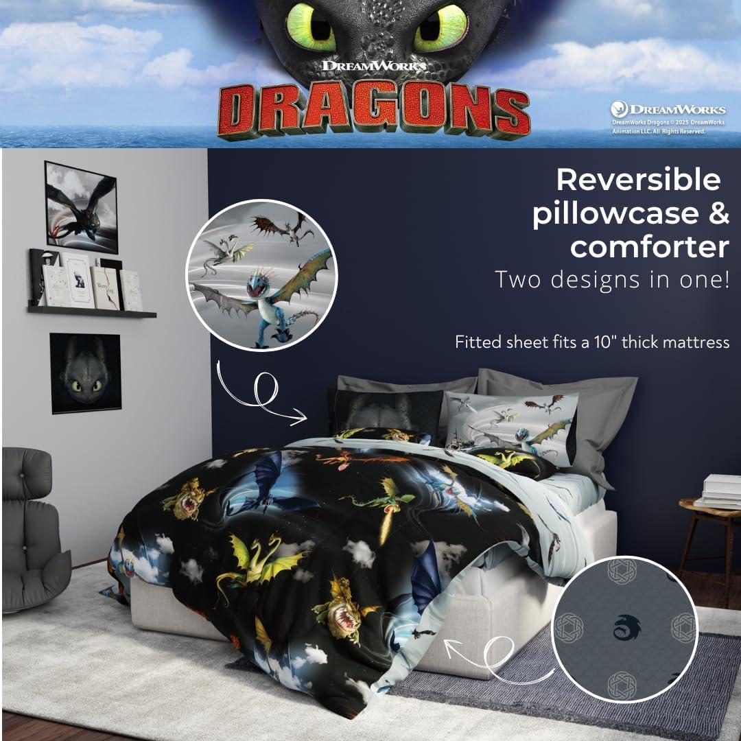 Juego de Cama Franco Cómic Entrenar a Tu Dragón 5 Piezas