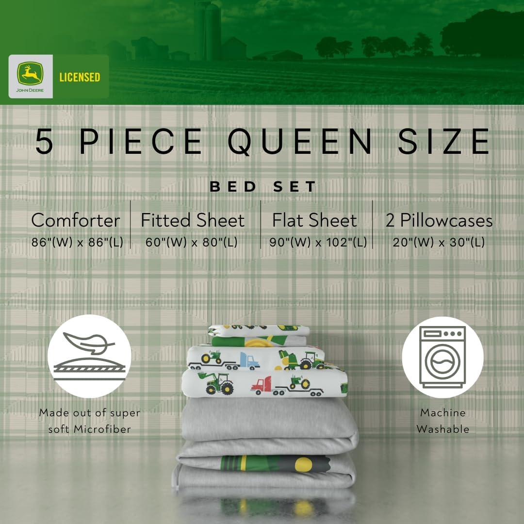 Juego de Cama John Deere 5 Piezas Matrimonial Microfibra