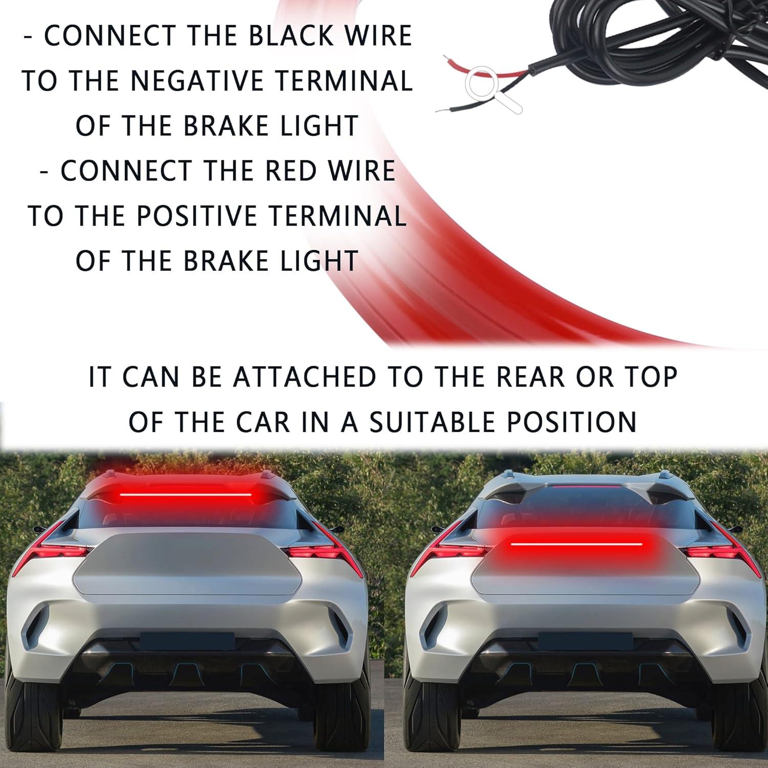 Tira de luz de freno Aokdom 90cm LED roja impermeable 12V