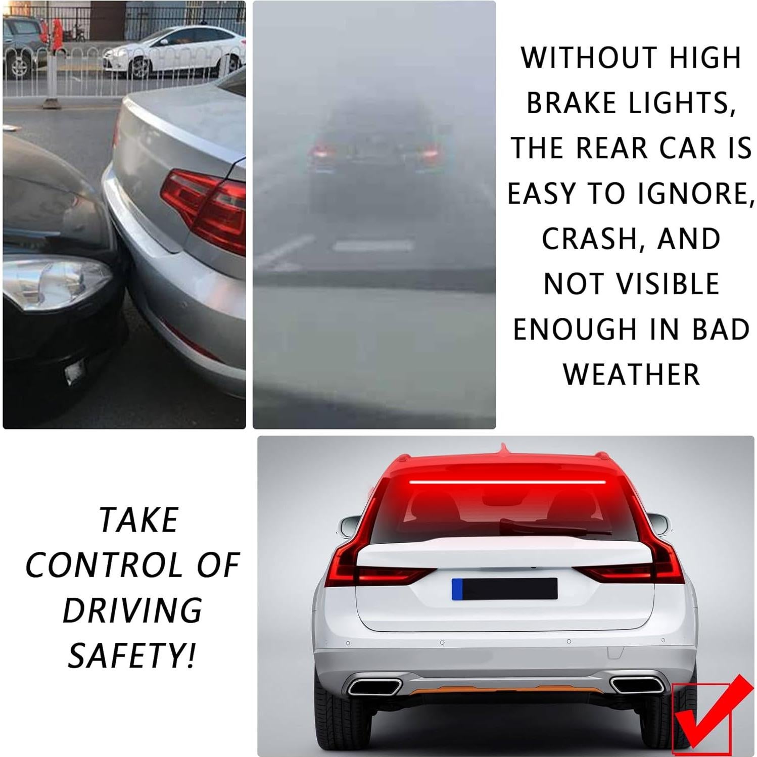 Tira de luz de freno Aokdom 90cm LED roja impermeable 12V